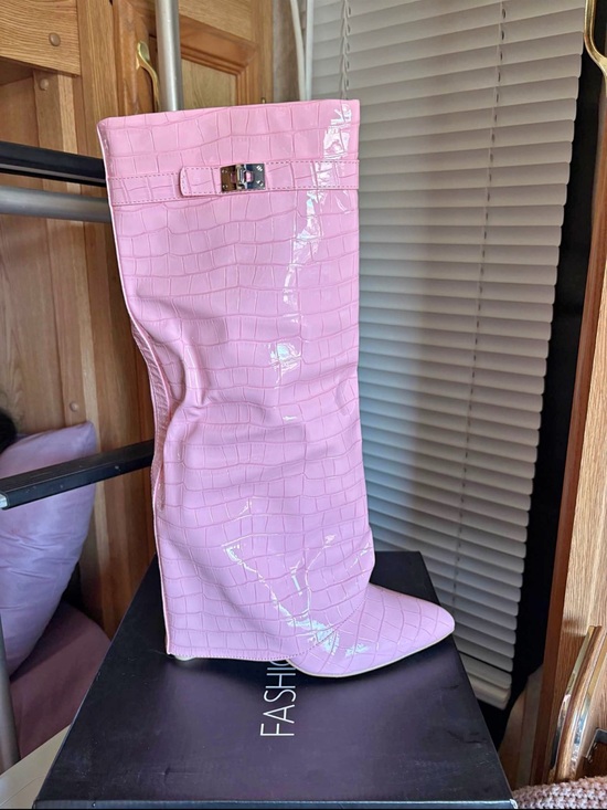 Fashion Nova Shoes - Fashion Nova Pink Windy Knee-High Boot